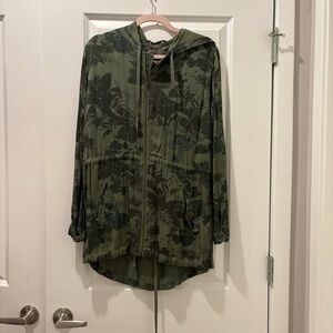Green Floral Hooded Jacket